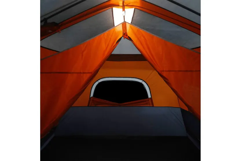 Vidaxl Family Tent With Led 9-person Light Grey And Orange Quick Release Vidaxl Family Tent With Led 9-person Light Grey And Orange Quick Release