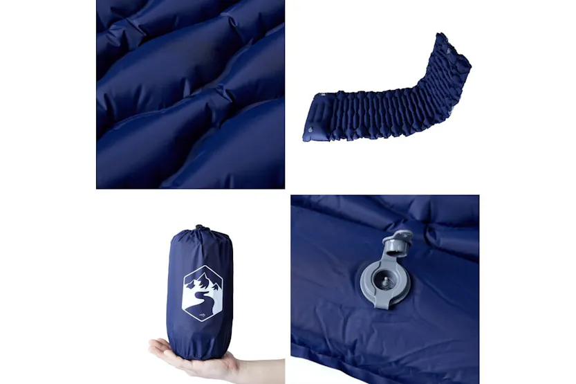Vidaxl Self Inflating Camping Mattress With Pillow 1-person Navy Blue Vidaxl Self Inflating Camping Mattress With Pillow 1-person Navy Blue