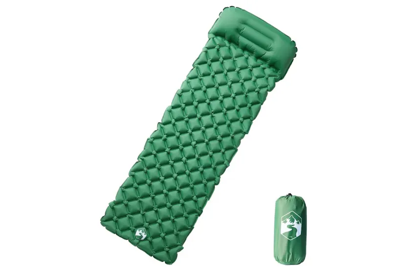 Vidaxl Inflating Camping Mattress With Pillow 1-person Green Vidaxl Inflating Camping Mattress With Pillow 1-person Green
