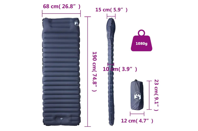 Vidaxl Self Inflating Camping Mattress With Pillow 1-person Grey Vidaxl Self Inflating Camping Mattress With Pillow 1-person Grey
