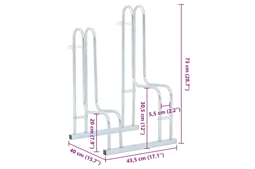 Vidaxl Bicycle Stand For 2 Bikes Floor Freestanding Galvanised Steel Vidaxl Bicycle Stand For 2 Bikes Floor Freestanding Galvanised Steel