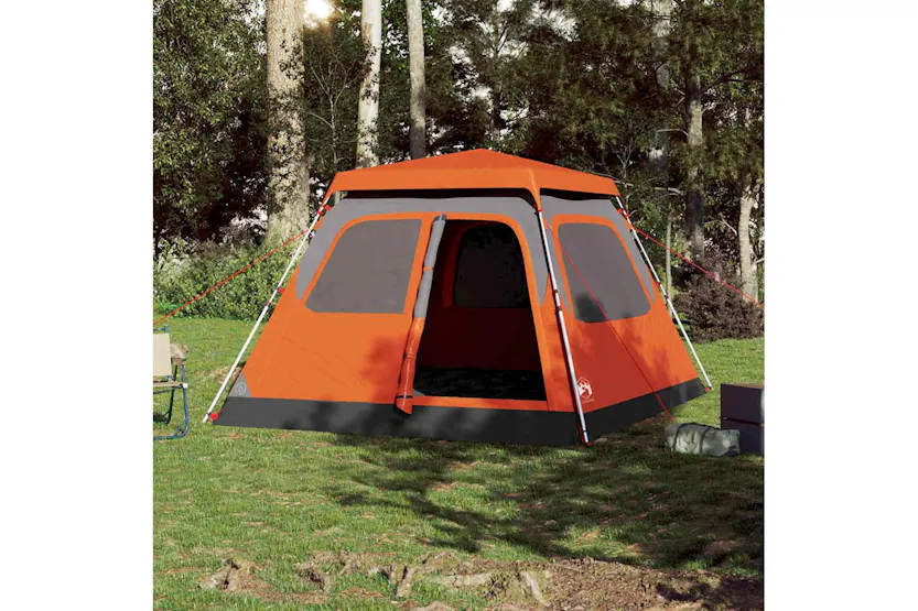 Vidaxl Family Tent Dome 6-person Grey And Orange Quick Release Vidaxl Family Tent Dome 6-person Grey And Orange Quick Release