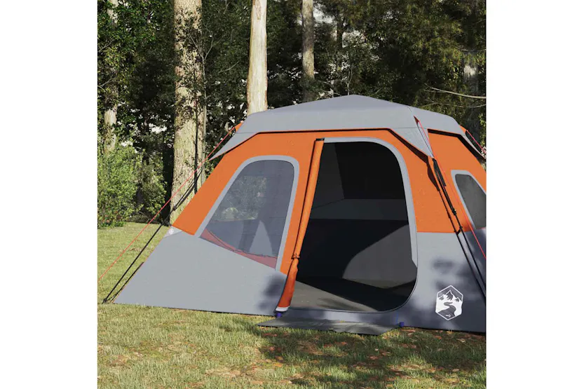 Vidaxl Family Tent 6-person Grey And Orange Quick Release Waterproof Vidaxl Family Tent 6-person Grey And Orange Quick Release Waterproof