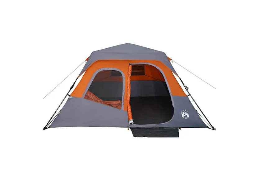 Vidaxl Family Tent 6-person Grey And Orange Quick Release Waterproof Vidaxl Family Tent 6-person Grey And Orange Quick Release Waterproof