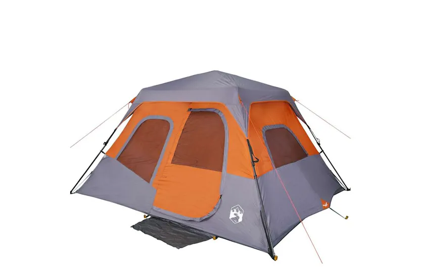 Vidaxl Family Tent 6-person Grey And Orange Quick Release Waterproof Vidaxl Family Tent 6-person Grey And Orange Quick Release Waterproof