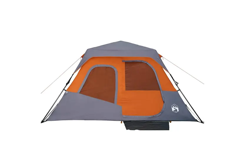Vidaxl Family Tent 6-person Grey And Orange Quick Release Waterproof Vidaxl Family Tent 6-person Grey And Orange Quick Release Waterproof