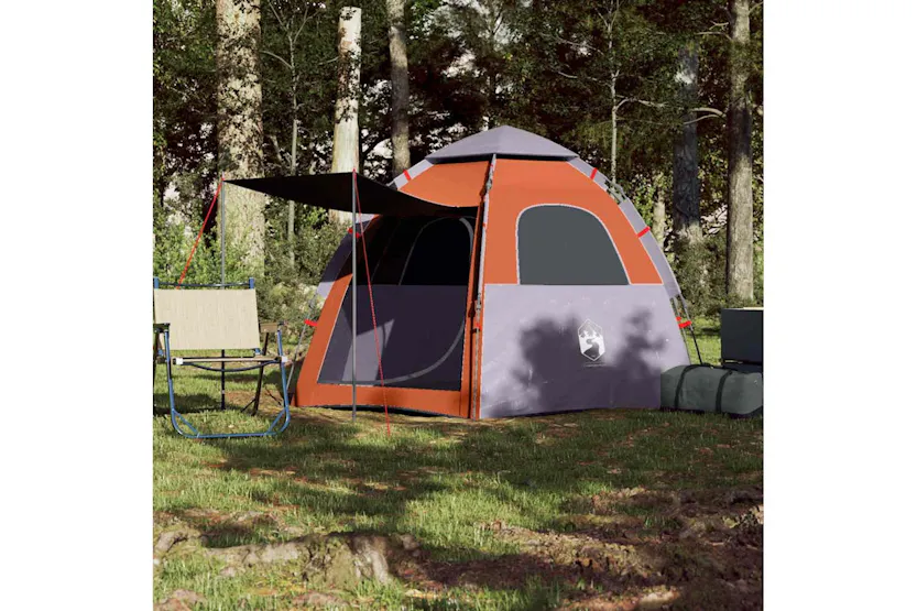 Vidaxl Camping Tent Cabin 4-person Grey And Orange Quick Release Vidaxl Camping Tent Cabin 4-person Grey And Orange Quick Release