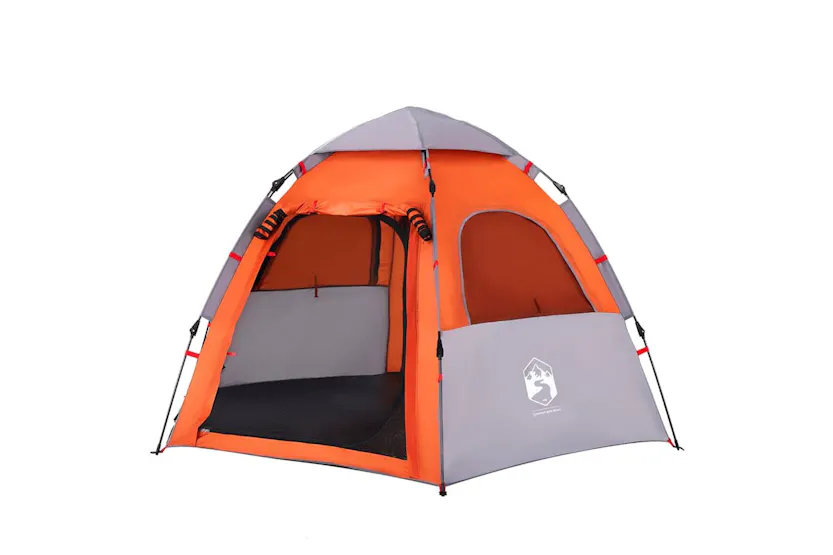 Vidaxl Camping Tent Cabin 4-person Grey And Orange Quick Release Vidaxl Camping Tent Cabin 4-person Grey And Orange Quick Release