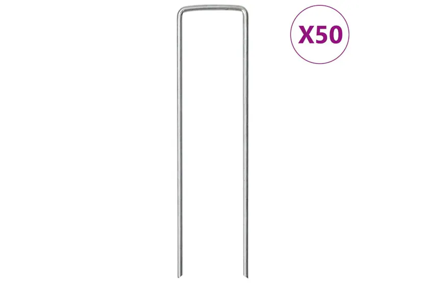 Vidaxl Ground Pegs U Shape 50 Pcs 15x3.5 Cm Galvanised Steel Vidaxl Ground Pegs U Shape 50 Pcs 15x3.5 Cm Galvanised Steel