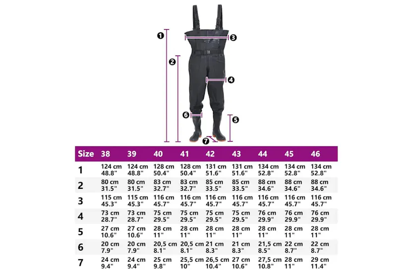 Vidaxl Chest Waders With Boots And Belt Black Size 41 Vidaxl Chest Waders With Boots And Belt Black Size 41