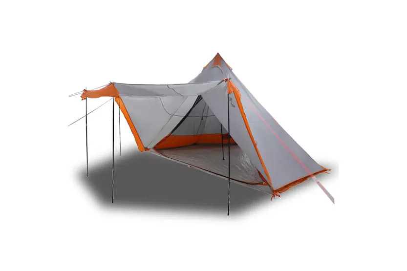 Vidaxl Family Tent Tipi 8-person Grey And Orange Waterproof Vidaxl Family Tent Tipi 8-person Grey And Orange Waterproof