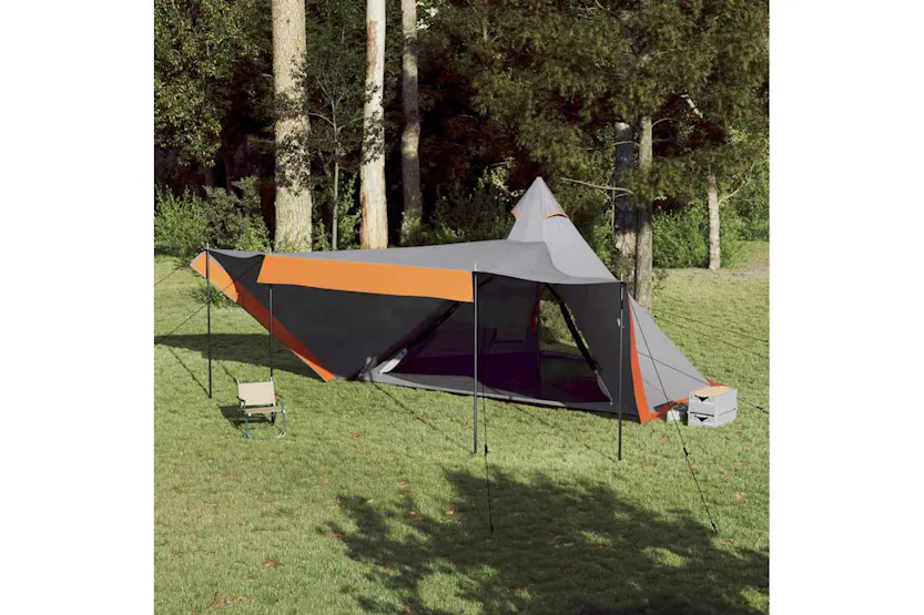 Vidaxl Family Tent Tipi 8-person Grey And Orange Waterproof Vidaxl Family Tent Tipi 8-person Grey And Orange Waterproof