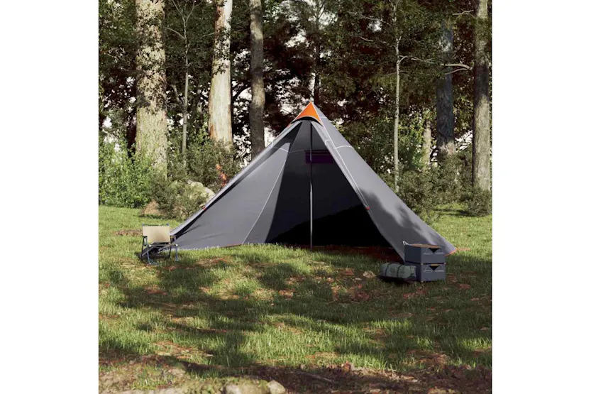 Vidaxl Family Tent Tipi 7-person Grey And Orange Waterproof Vidaxl Family Tent Tipi 7-person Grey And Orange Waterproof