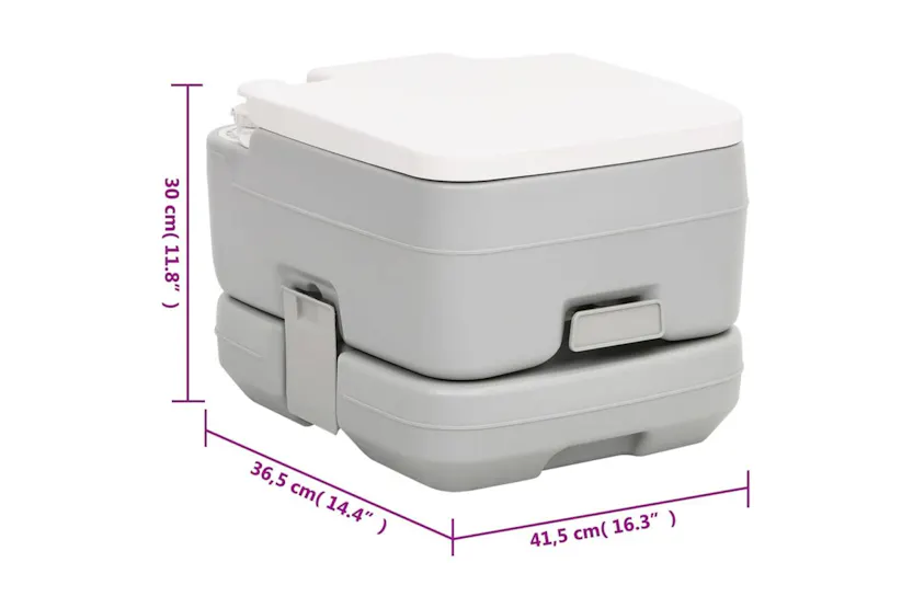 Vidaxl Portable Camping Toilet Grey And White 10+10 L Hdpe Vidaxl Portable Camping Toilet Grey And White 10+10 L Hdpe