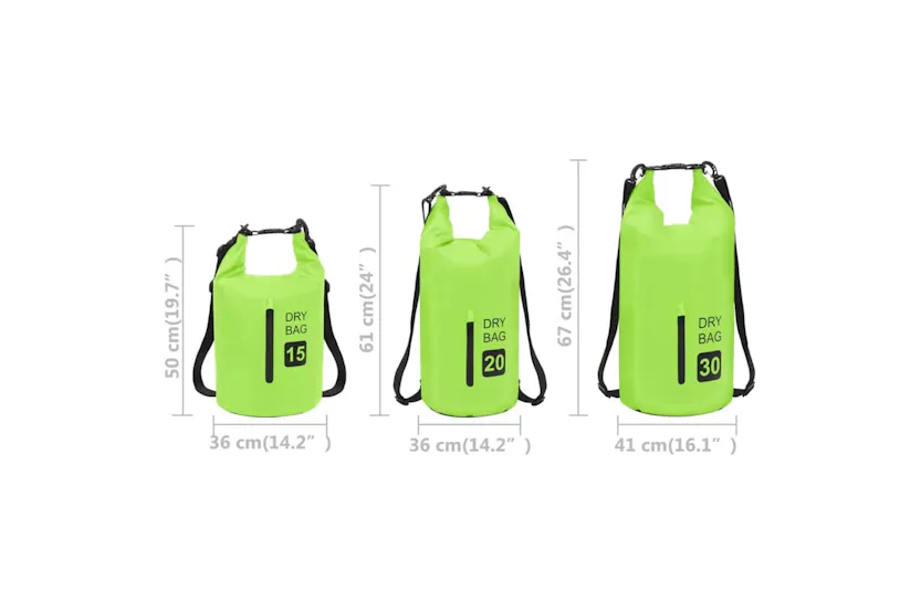 Vidaxl Dry Bag With Zipper Green 20 L Pvc Vidaxl Dry Bag With Zipper Green 20 L Pvc