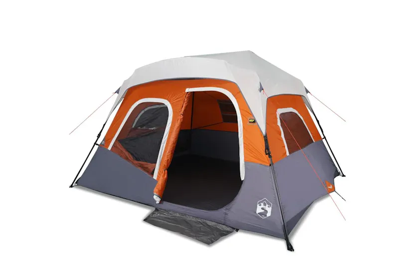 Vidaxl Family Tent With Led 6-person Light Grey And Orange Quick Release Vidaxl Family Tent With Led 6-person Light Grey And Orange Quick Release