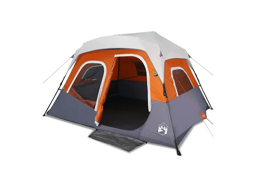 Vidaxl Family Tent With Led 6-person Light Grey And Orange Quick Release Vidaxl Family Tent With Led 6-person Light Grey And Orange Quick Release