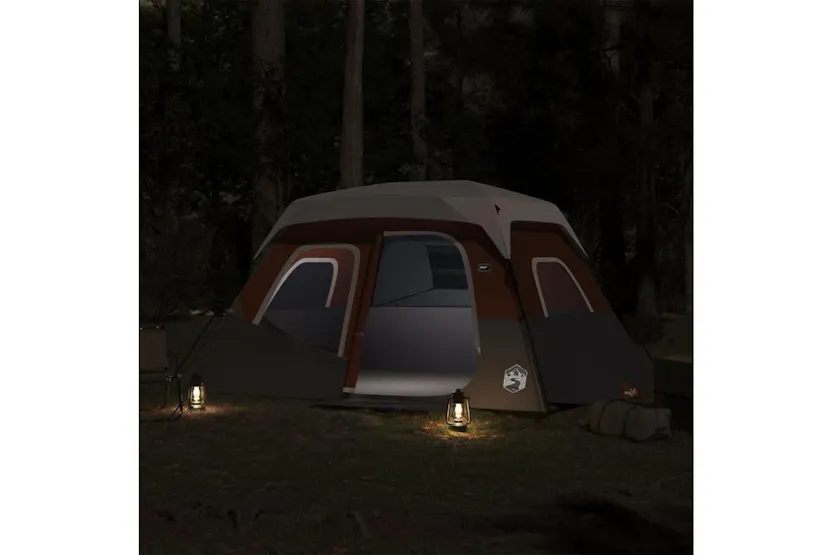 Vidaxl Family Tent With Led 6-person Light Grey And Orange Quick Release Vidaxl Family Tent With Led 6-person Light Grey And Orange Quick Release