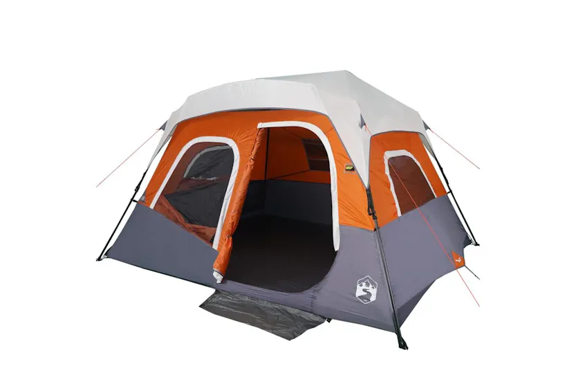 Vidaxl Family Tent With Led 6-person Light Grey And Orange Quick Release Vidaxl Family Tent With Led 6-person Light Grey And Orange Quick Release