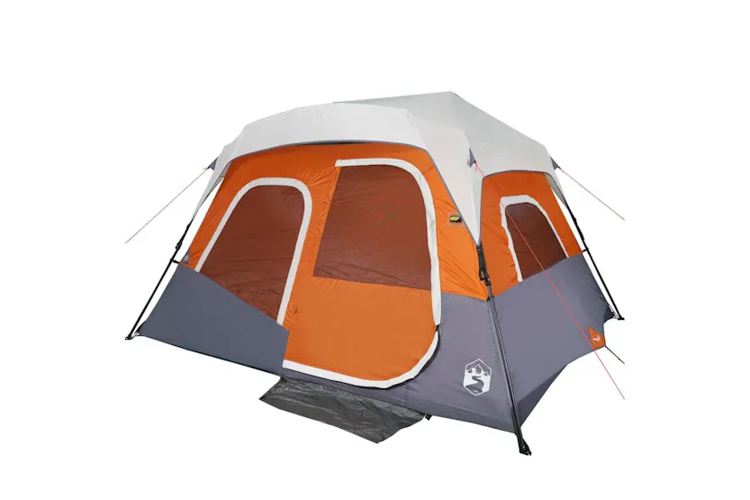 Vidaxl Family Tent With Led 6-person Light Grey And Orange Quick Release Vidaxl Family Tent With Led 6-person Light Grey And Orange Quick Release