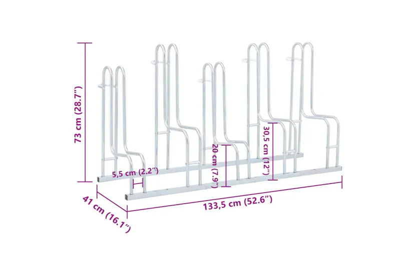 Vidaxl Bicycle Stand For 5 Bikes Floor Freestanding Galvanised Steel Vidaxl Bicycle Stand For 5 Bikes Floor Freestanding Galvanised Steel