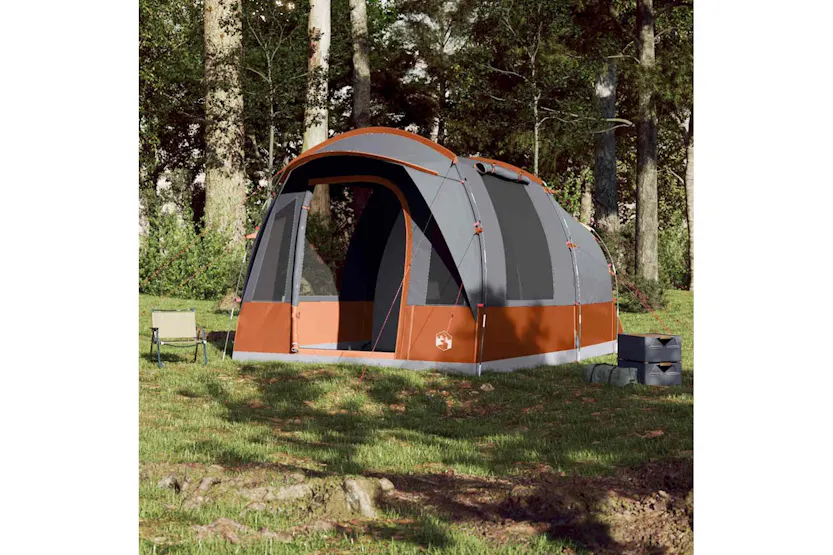Vidaxl Camping Tent Tunnel 3-person Grey And Orange Waterproof Vidaxl Camping Tent Tunnel 3-person Grey And Orange Waterproof