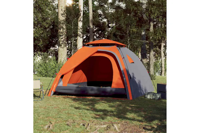 Vidaxl Camping Tent Dome 4-person Grey And Orange Quick Release Vidaxl Camping Tent Dome 4-person Grey And Orange Quick Release