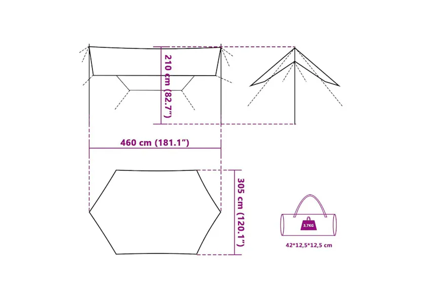 Vidaxl Camping Tarp Orange 460x305x210 Cm Waterproof Vidaxl Camping Tarp Orange 460x305x210 Cm Waterproof