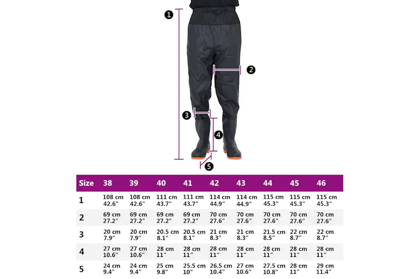 Vidaxl Waist Waders With Boots Black Size 40 Vidaxl Waist Waders With Boots Black Size 40