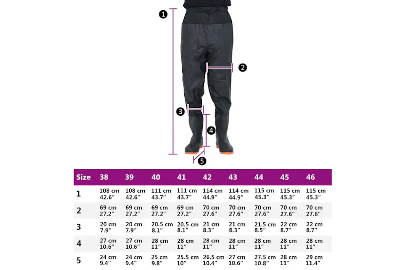 Vidaxl Waist Waders With Boots Black Size 46 Vidaxl Waist Waders With Boots Black Size 46