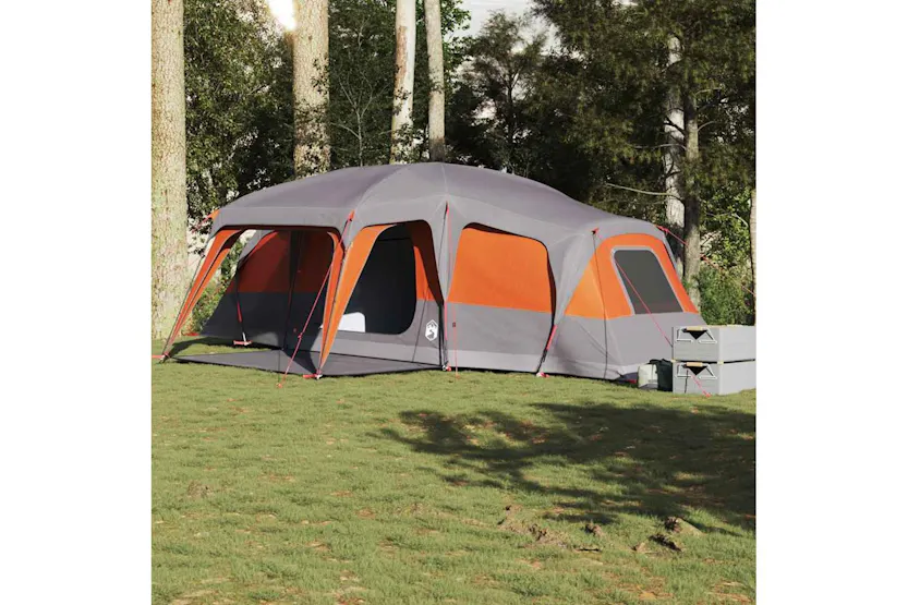 Vidaxl Family Tent With Porch Dome 9-person Grey And Orange Waterproof Vidaxl Family Tent With Porch Dome 9-person Grey And Orange Waterproof