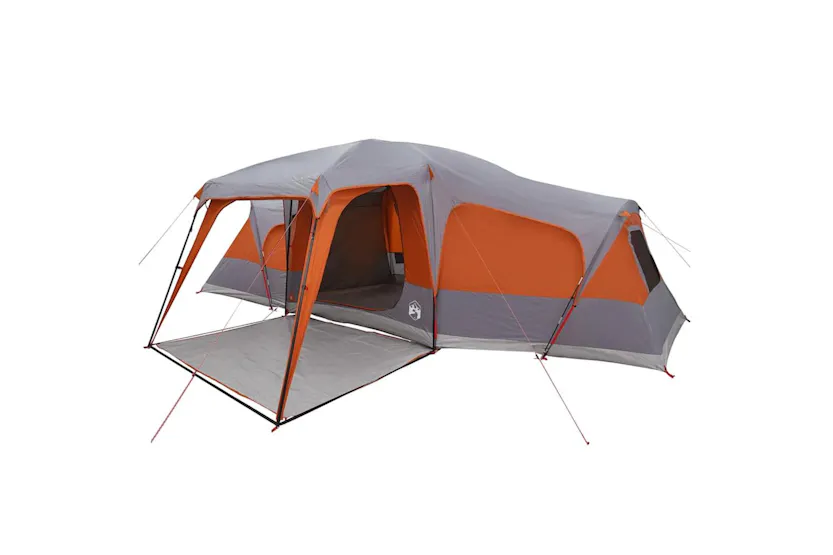 Vidaxl Family Tent With Porch Dome 9-person Grey And Orange Waterproof Vidaxl Family Tent With Porch Dome 9-person Grey And Orange Waterproof