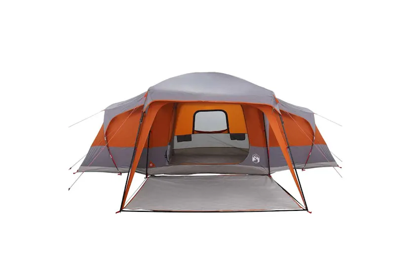 Vidaxl Family Tent With Porch Dome 9-person Grey And Orange Waterproof Vidaxl Family Tent With Porch Dome 9-person Grey And Orange Waterproof