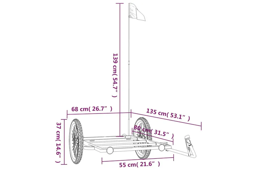Vidaxl Bike Trailer Black 135x68x37 Cm Iron Vidaxl Bike Trailer Black 135x68x37 Cm Iron
