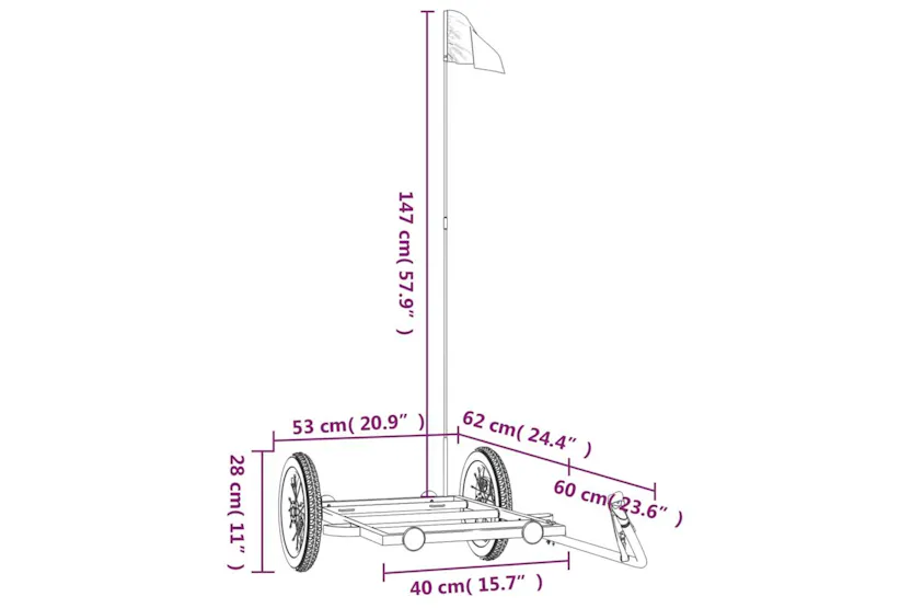 Vidaxl Bike Trailer Black 122x53x28 Cm Iron Vidaxl Bike Trailer Black 122x53x28 Cm Iron