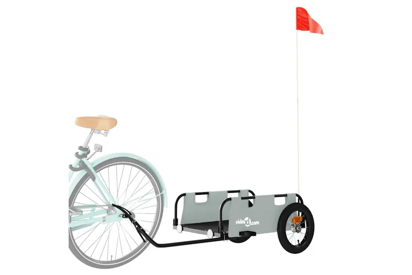 Vidaxl Bike Trailer Grey Oxford Fabric And Iron Vidaxl Bike Trailer Grey Oxford Fabric And Iron