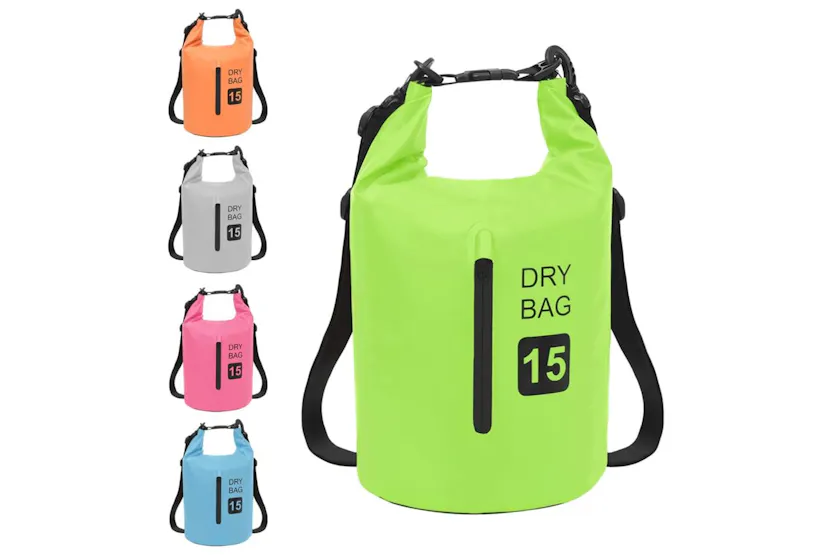 Vidaxl Dry Bag With Zipper Green 15 L Pvc Vidaxl Dry Bag With Zipper Green 15 L Pvc
