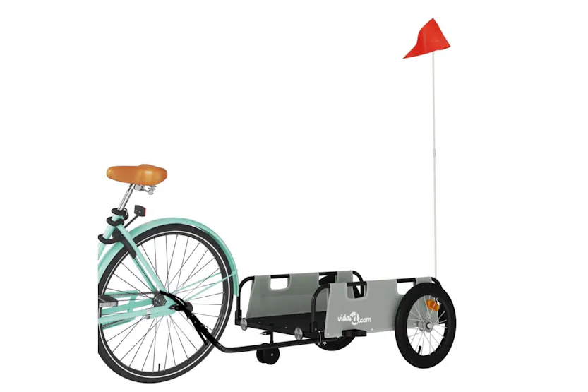 Vidaxl Bike Trailer Grey Oxford Fabric And Iron Vidaxl Bike Trailer Grey Oxford Fabric And Iron