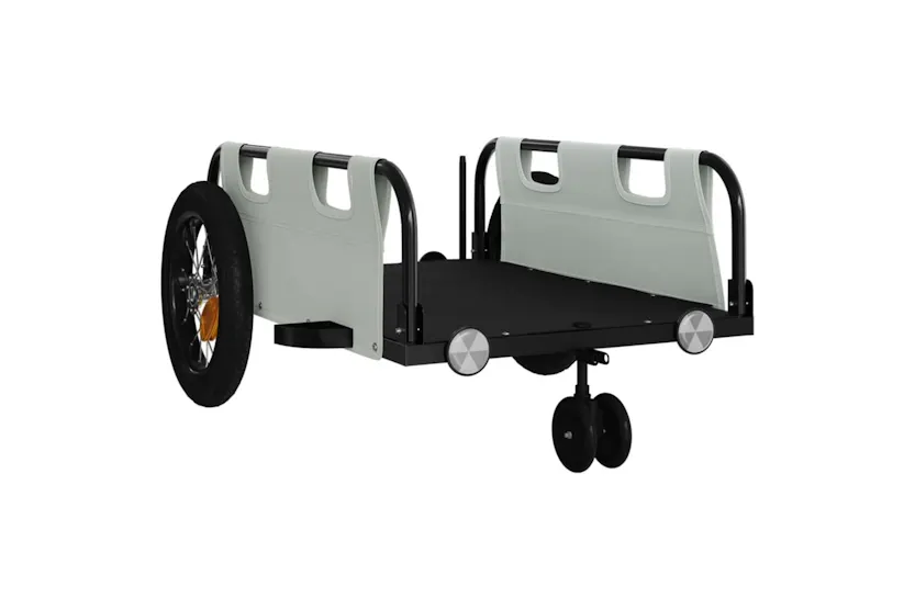 Vidaxl Bike Trailer Grey Oxford Fabric And Iron Vidaxl Bike Trailer Grey Oxford Fabric And Iron