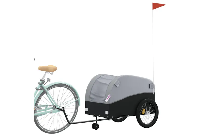 Vidaxl Bike Trailer Black And Grey 45 Kg Iron Vidaxl Bike Trailer Black And Grey 45 Kg Iron