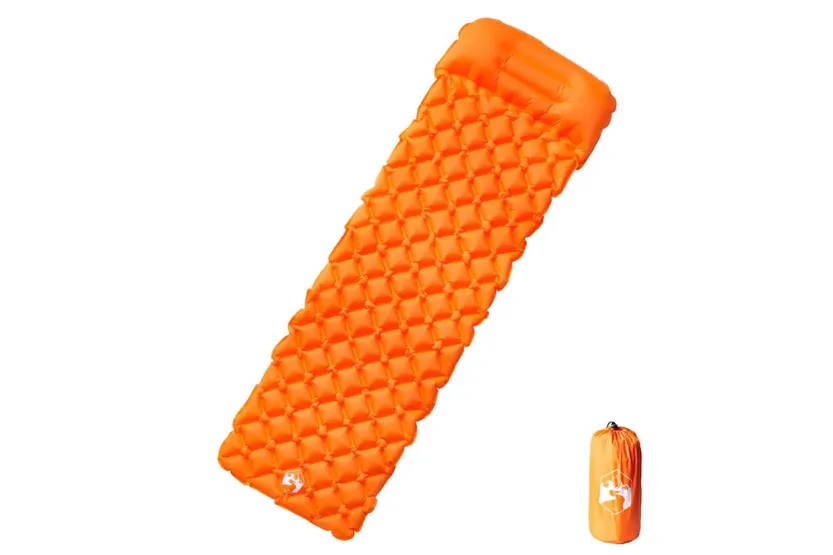 Vidaxl Inflating Camping Mattress With Pillow 1-person Orange Vidaxl Inflating Camping Mattress With Pillow 1-person Orange