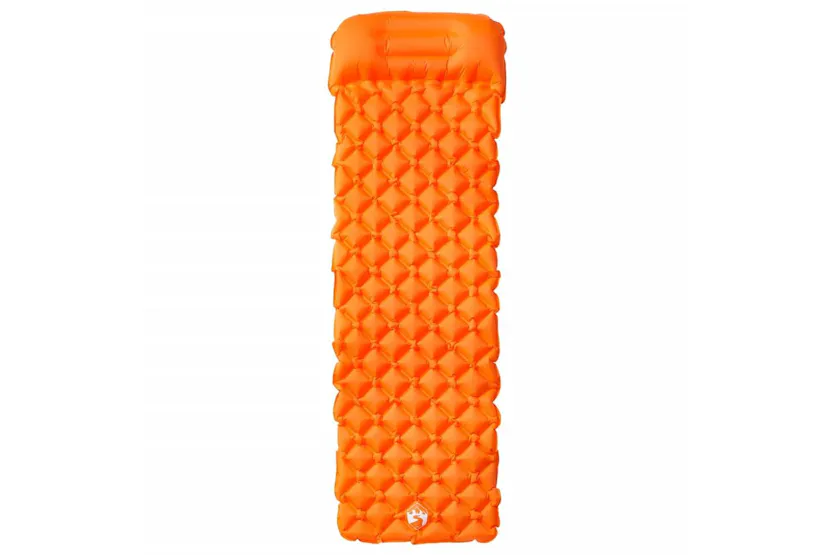 Vidaxl Inflating Camping Mattress With Pillow 1-person Orange Vidaxl Inflating Camping Mattress With Pillow 1-person Orange