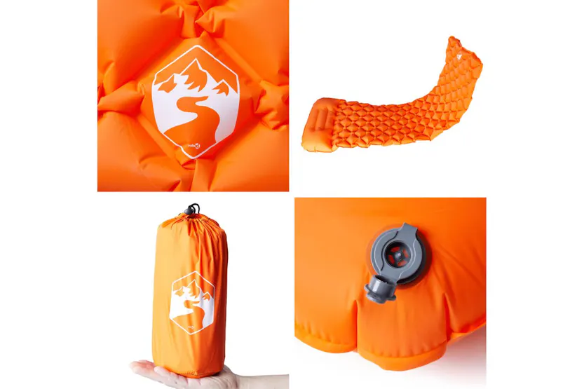 Vidaxl Inflating Camping Mattress With Pillow 1-person Orange Vidaxl Inflating Camping Mattress With Pillow 1-person Orange