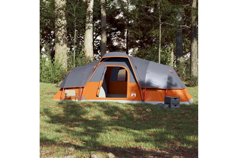 Vidaxl Family Tent Dome 11-person Grey And Orange Waterproof Vidaxl Family Tent Dome 11-person Grey And Orange Waterproof