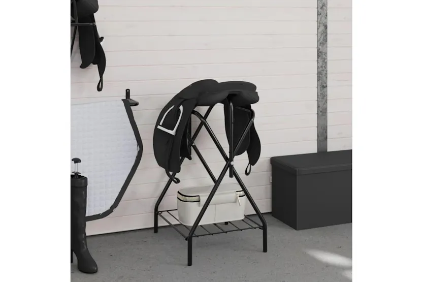Vidaxl Saddle Rack Foldable Freestanding Black Iron Vidaxl Saddle Rack Foldable Freestanding Black Iron