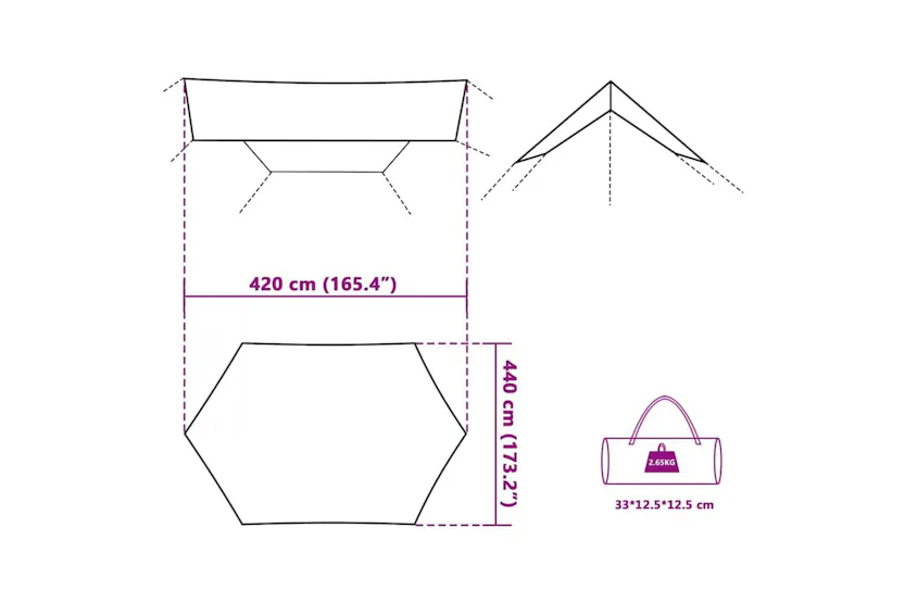 Vidaxl Camping Tarp Grey And Orange 420x440 Cm Waterproof Vidaxl Camping Tarp Grey And Orange 420x440 Cm Waterproof