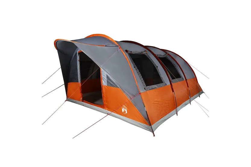 Vidaxl Family Tent Tunnel 7-person Grey And Orange Waterproof Vidaxl Family Tent Tunnel 7-person Grey And Orange Waterproof