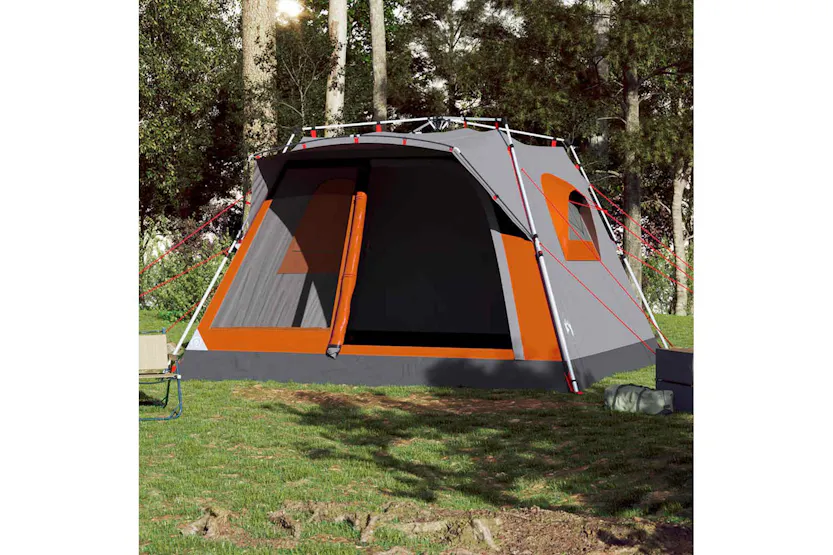 Vidaxl Family Tent Cabin 7-person Grey And Orange Quick Release Vidaxl Family Tent Cabin 7-person Grey And Orange Quick Release