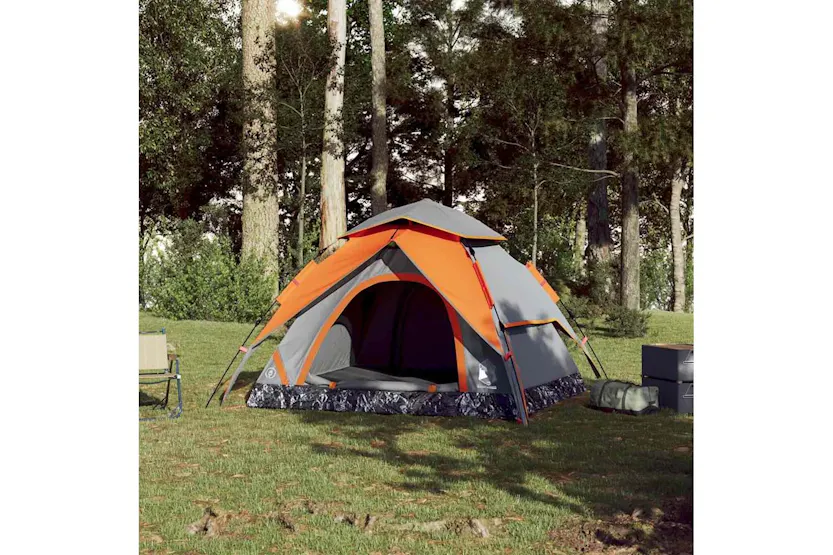 Vidaxl Camping Tent Dome 4-person Grey And Orange Quick Release Vidaxl Camping Tent Dome 4-person Grey And Orange Quick Release