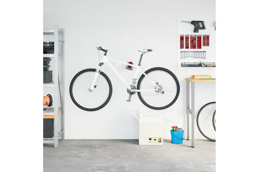 Vidaxl Bike Repair Stand Wall Mounted Foldable Red And Black Steel Vidaxl Bike Repair Stand Wall Mounted Foldable Red And Black Steel